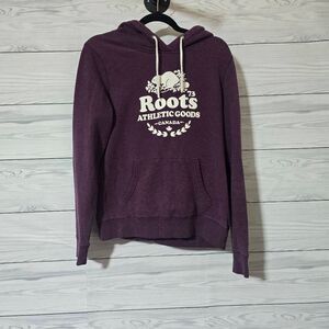 Roots Canada Burgundy Graphic Hoodie Medium Outdoor Comfy Everyday Casual Winter